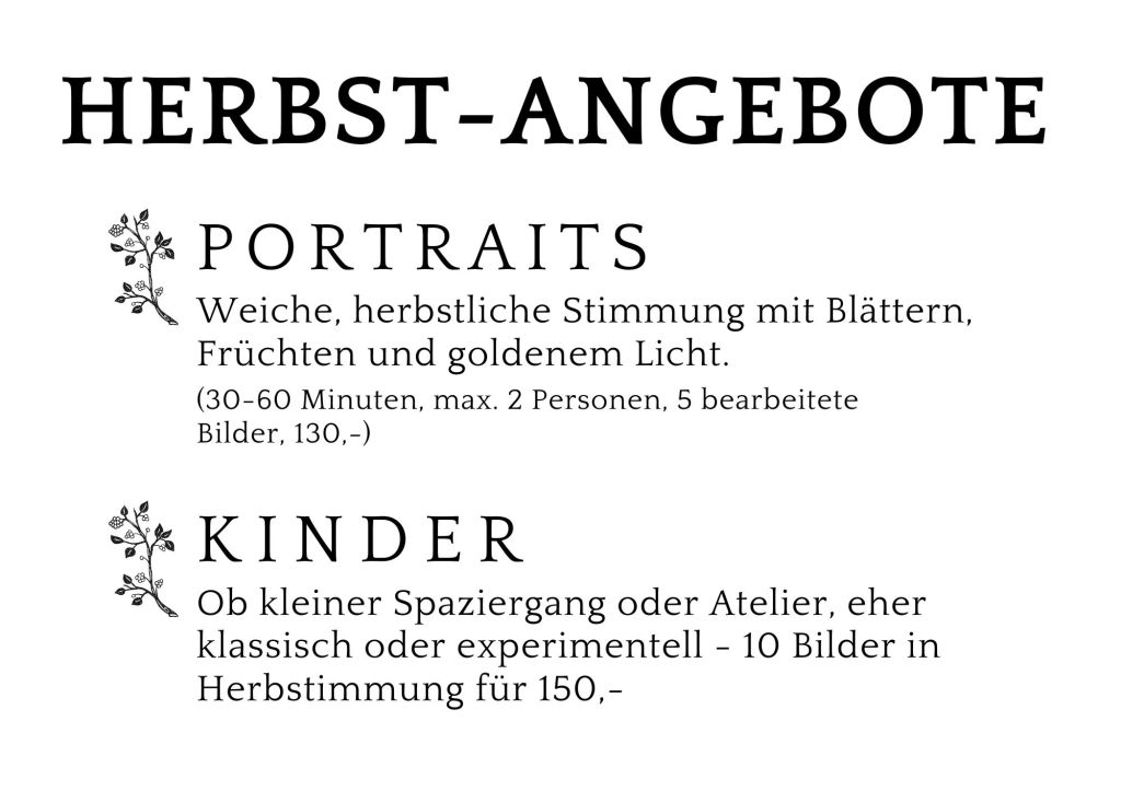 Herbst-Angebote 2025 für Fotoshootings bei Na.M.photo in Limbach-Oberfrohna bei Chemnitz.